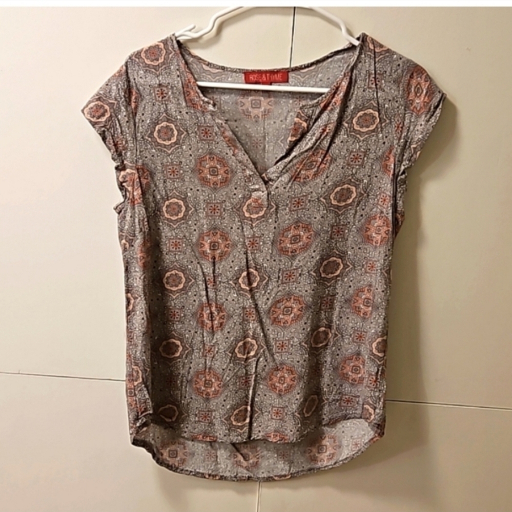 Neatime Women's Patterned Blouse - Brown and Gray